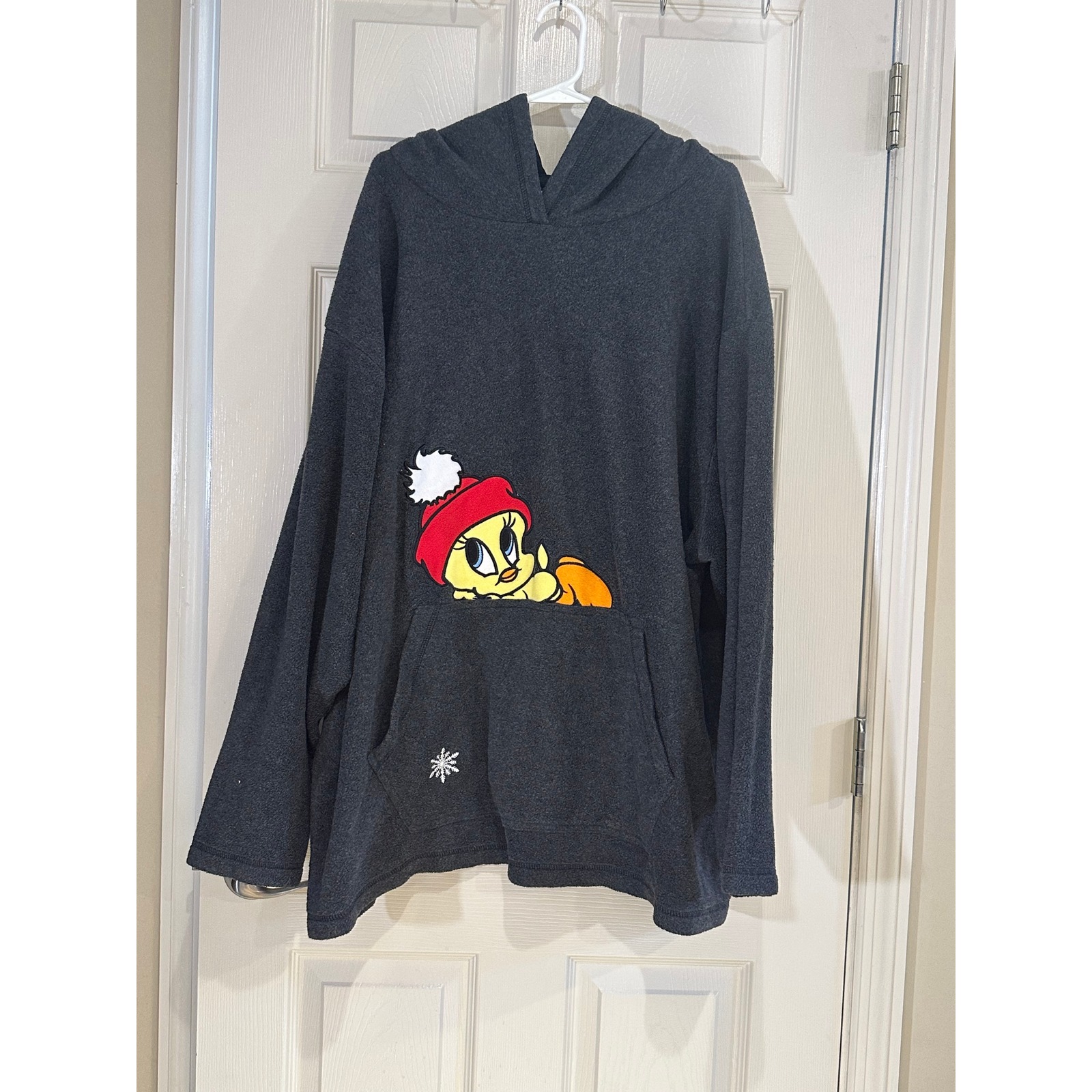 Looney Tunes Tweety Bird Fleece Hoodie Gray Winter Hat Snowflake Woman 4x